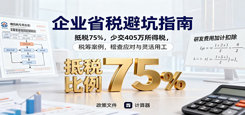 企业省税避坑指南：抵税75%，少交405万所得税，税筹案例，稽查应对与灵活用工-chywc