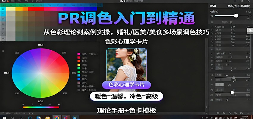 PR调色入门到精通：从色彩理论到案例实操，婚礼/医美/美食多场景调色技巧-chywc