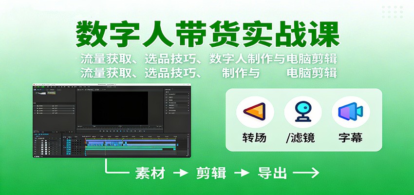 数字人变现实战课：流量获取、选品技巧、数字人制作与电脑剪辑-chywc
