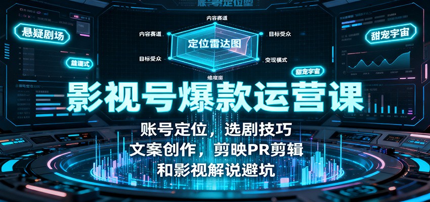 影视号爆款运营课：账号定位，选剧技巧，文案创作，剪映PR剪辑和影视解说避坑-chywc