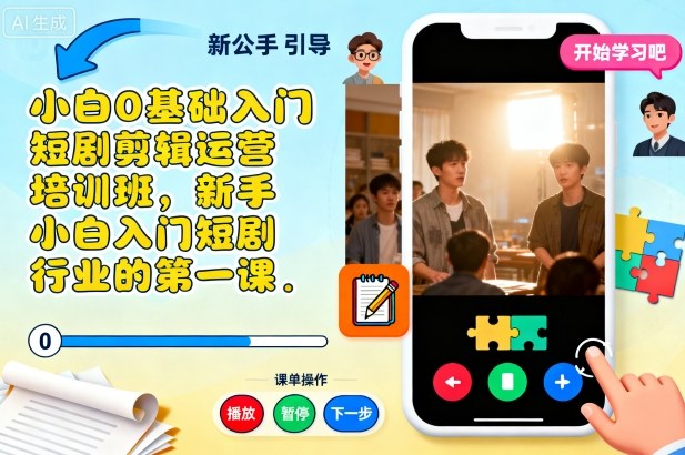 小白0基础入门短剧剪辑运营培训班，新手小白入门短剧行业的第一课-chywc