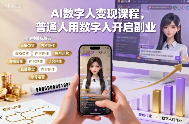 AI数字人变现课程，普通人用数字人开启副业-chywc