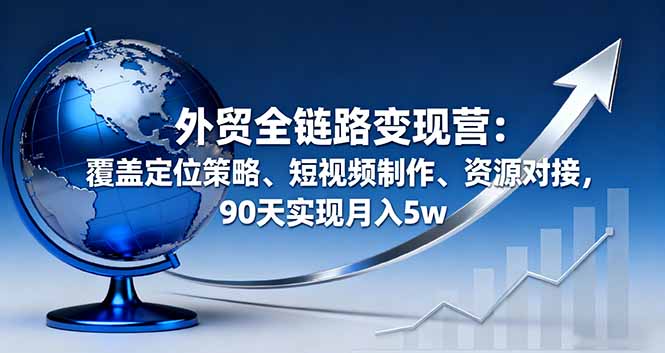 外贸全链路变现营：覆盖定位策略、短视频制作、资源对接，90天实现月入5w-chywc