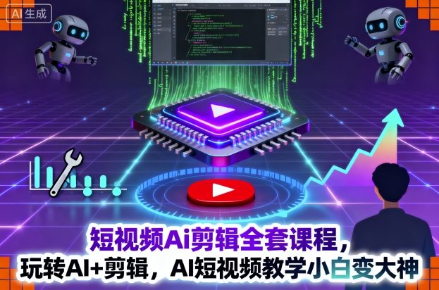 短视频Ai剪辑全套课程，玩转AI+剪辑，AI短视频教学小白变大神-chywc