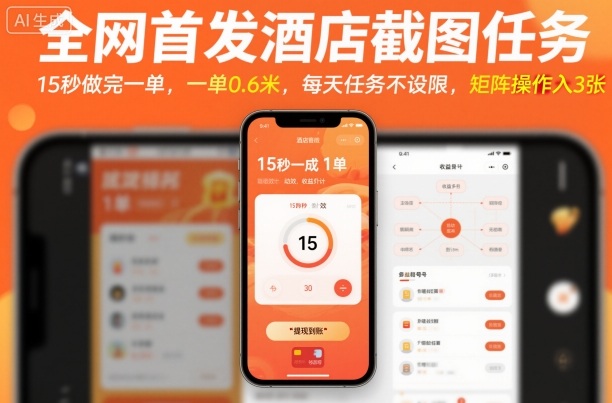 全网首发酒店截图任务，15秒做完一单，一单0.6米，每天任务不设限，矩阵操作日入3张【揭秘】-chywc