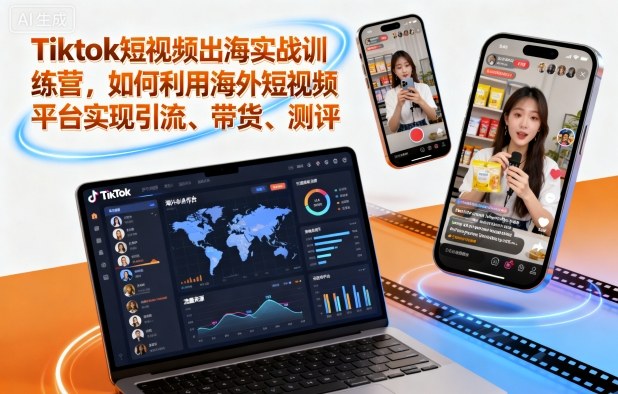 Tiktok短视频出海实战训练营，如何利用海外短视频平台实现引流、带货、测评-chywc