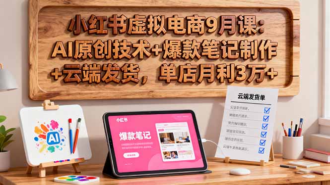 小红书虚拟电商9月课：AI原创技术+爆款笔记制作+云端发货，单店月利3万+-chywc