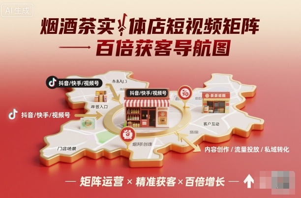 烟酒茶实体店短视频矩阵百倍获客导航图-chywc