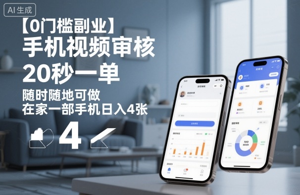 【0门槛副业】手机视频审核，20秒一单，随时随地可做，在家一部手机日入4张【揭秘】-chywc