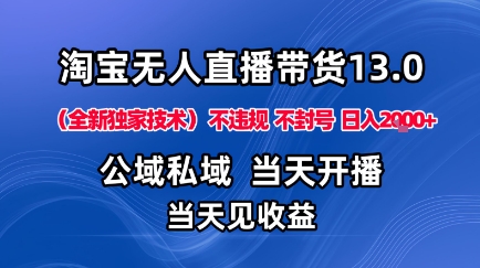 淘宝无人直播13.0，公域私域技术，不封号，不违规布局下半年旺季赛道，日入1K+(独家技术)【揭秘】-chywc
