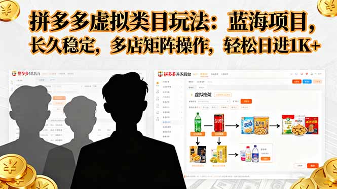 拼多多虚拟类目玩法，蓝海项目，长久稳定，多店矩阵操作，轻松日进1K+-chywc
