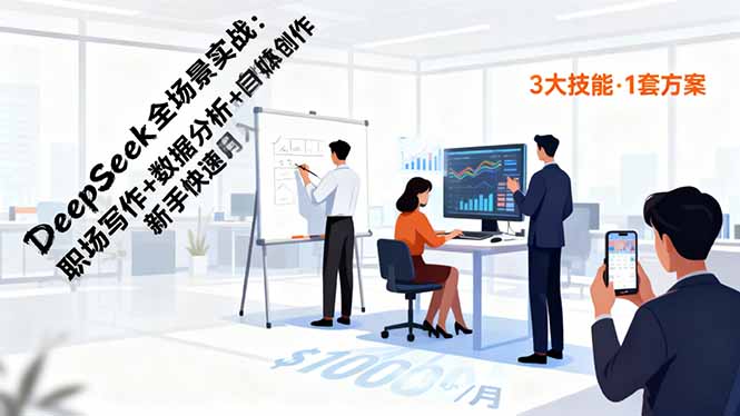 DeepSeek全场景实战：职场写作+数据分析+自媒体创作，新手快速月入过万-chywc