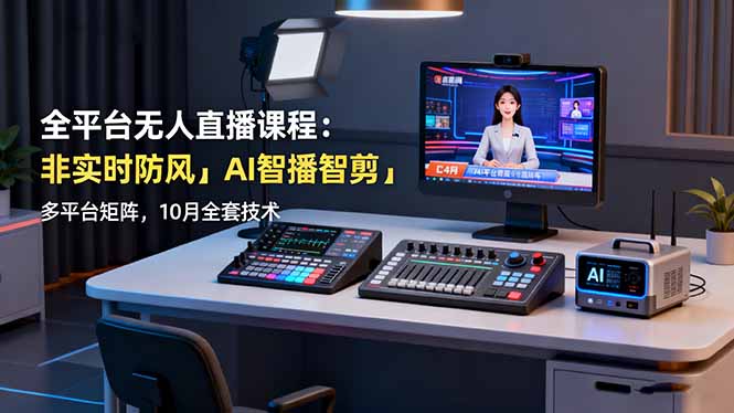 全平台无人直播课程：非实时防风＋AI智播智剪＋多平台矩阵，10月全套技术-chywc
