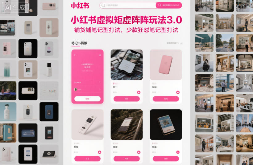 小红书虚拟矩阵玩法3.0，铺货铺笔记型打法，少款狂怼笔记型打法-chywc