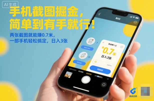 手机截图掘金，简单到有手就行！两张截图就能賺0.7米，一部手机轻松搞定，日入3张【揭秘】-chywc