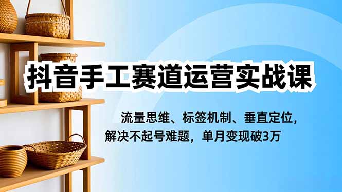 抖音手工赛道运营实战课，流量思维、标签机制、垂直定位，解决不起号难题，单月变现破3万-chywc
