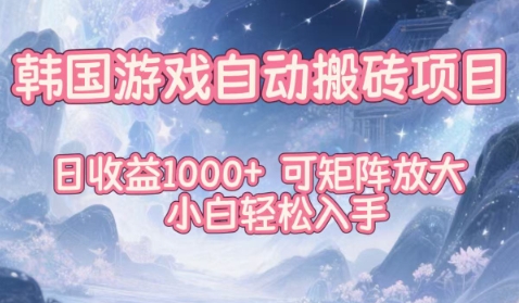韩国游戏自动搬砖项目，日收益1k+，可矩阵放大，小白轻松入手【揭秘】-chywc