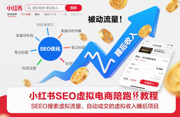 小红书SEO虚拟电商陪跑教程，实现seo搜索被动流量，自动成交的被动收入睡后项目-chywc