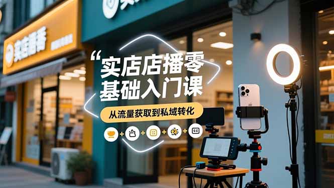实体店播零基础入门课，实体店+短视频+直播+微信生态+私域社群，从流量获取到私域转化-chywc