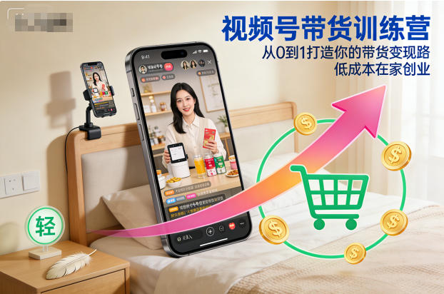 视频号带货训练营，从0到1打造你的带货变现路，低成本在家创业-chywc