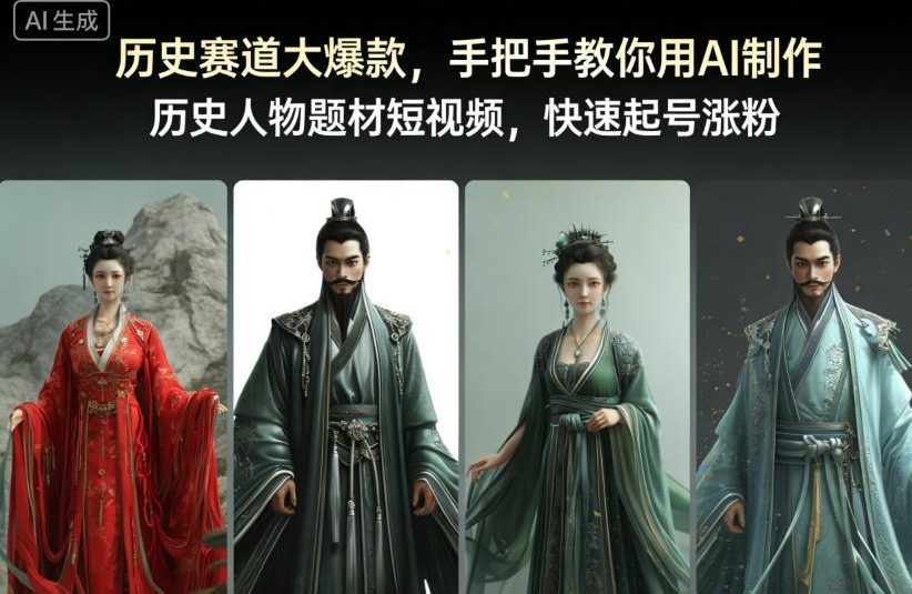 历史赛道大爆款，手把手教你用AI制作历史人物题材短视频，快速起号涨粉-chywc