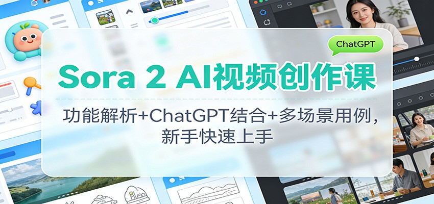 Sora 2 AI视频创作课：功能解析+ChatGPT结合+多场景用例，新手快速上手-chywc
