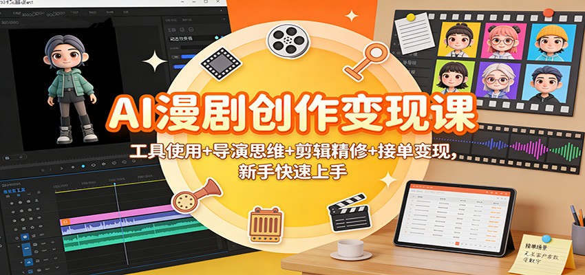 AI漫剧创作变现课：工具使用+导演思维+剪辑精修+接单变现，新手快速上手-chywc