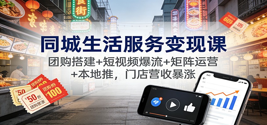 同城生活服务变现课：团购搭建+短视频爆流+矩阵运营+本地推，门店营收暴涨-chywc