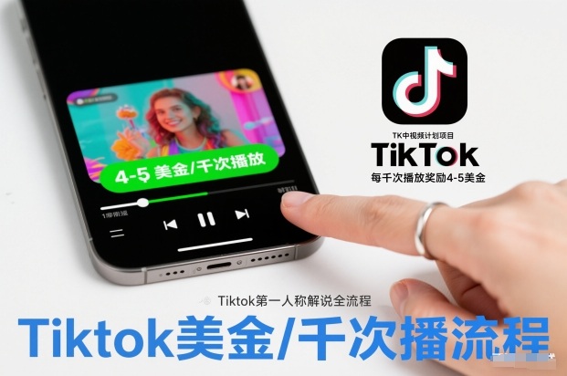 TK中视频计划项目，Tiktok第一人称解说流程，每干次播放奖励4-5美金-chywc