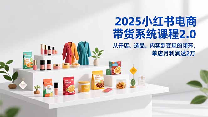 2025小红书电商带货系统课程2.0，从开店、选品、内容到变现的闭环，单店月利润达2万-chywc