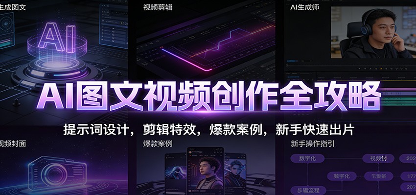 AI图文视频创作全攻略：提示词设计，剪辑特效，爆款案例，新手快速出片-chywc