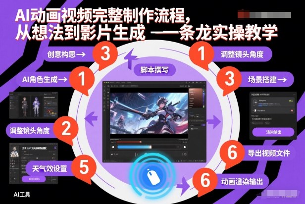 AI动画视频完整制作流程，从想法到影片生成一条龙实操教学-chywc
