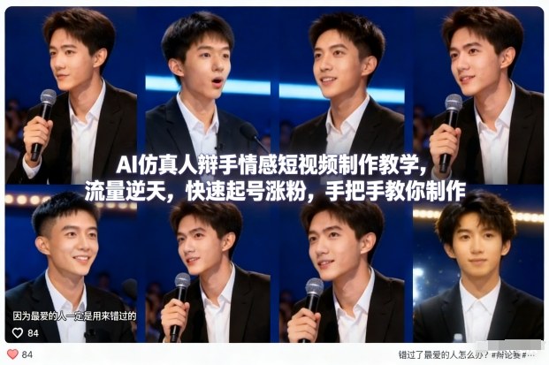 AI仿真人辩手情感短视频制作教学，流量逆天，快速起号涨粉，手把手教你制作-chywc