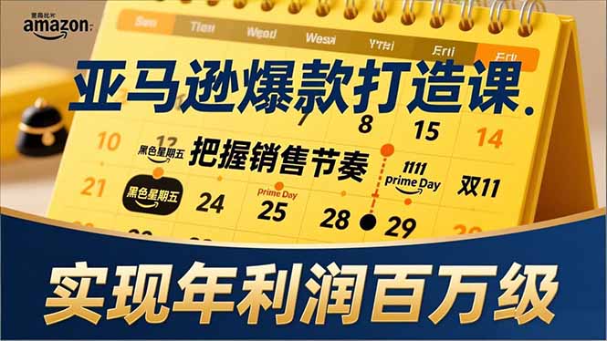 亚马逊爆款打造课，大促节点、全年规划、淡旺季打法，把握销售节奏，实现年利润百万级-chywc