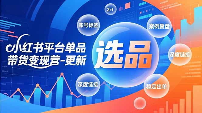 小红书平台单品带货变现营-更新，极致选品、账号标签、案例复盘，深度链接，快速启动稳定出单-chywc