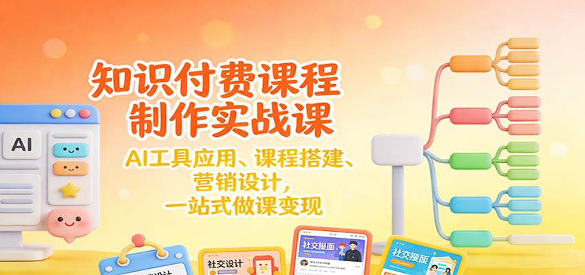 知识付费课程制作实战课：AI工具应用 、课程搭建、营销设计，一站式做课变现-chywc