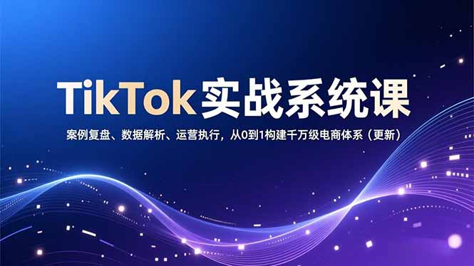 TikTok实战系统课，案例复盘、数据解析、运营执行，从0到1构建千万级电商体系(更新-chywc