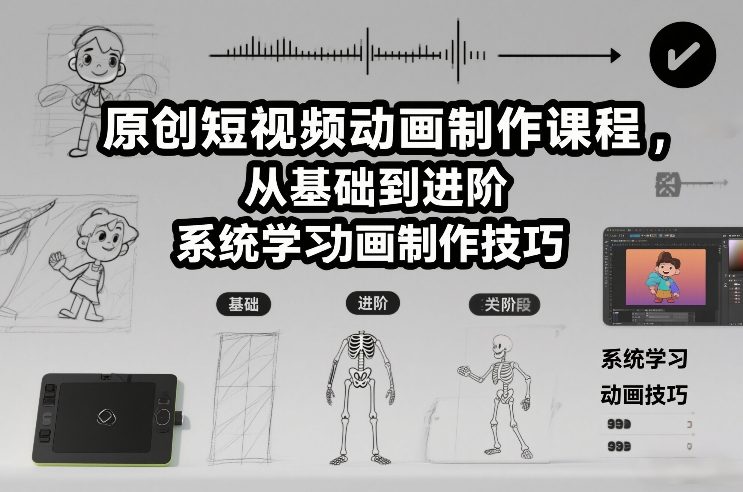 原创短视频动画制作课程，从基础到进阶，系统学习动画制作技巧-chywc