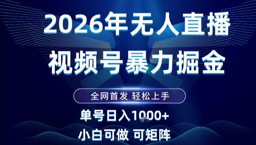 2026最新视频号无人直播掘金，全网首发，小白可以玩，长期稳定日入1k+【揭秘】-chywc