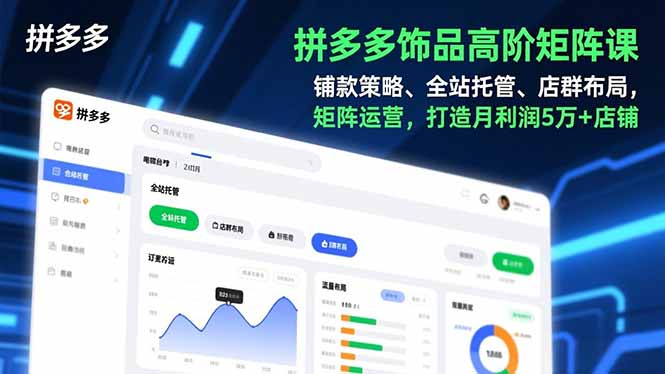 拼多多饰品高阶矩阵课，铺款策略、全站托管、店群布局，矩阵运营，打造月利润5万+店铺-chywc