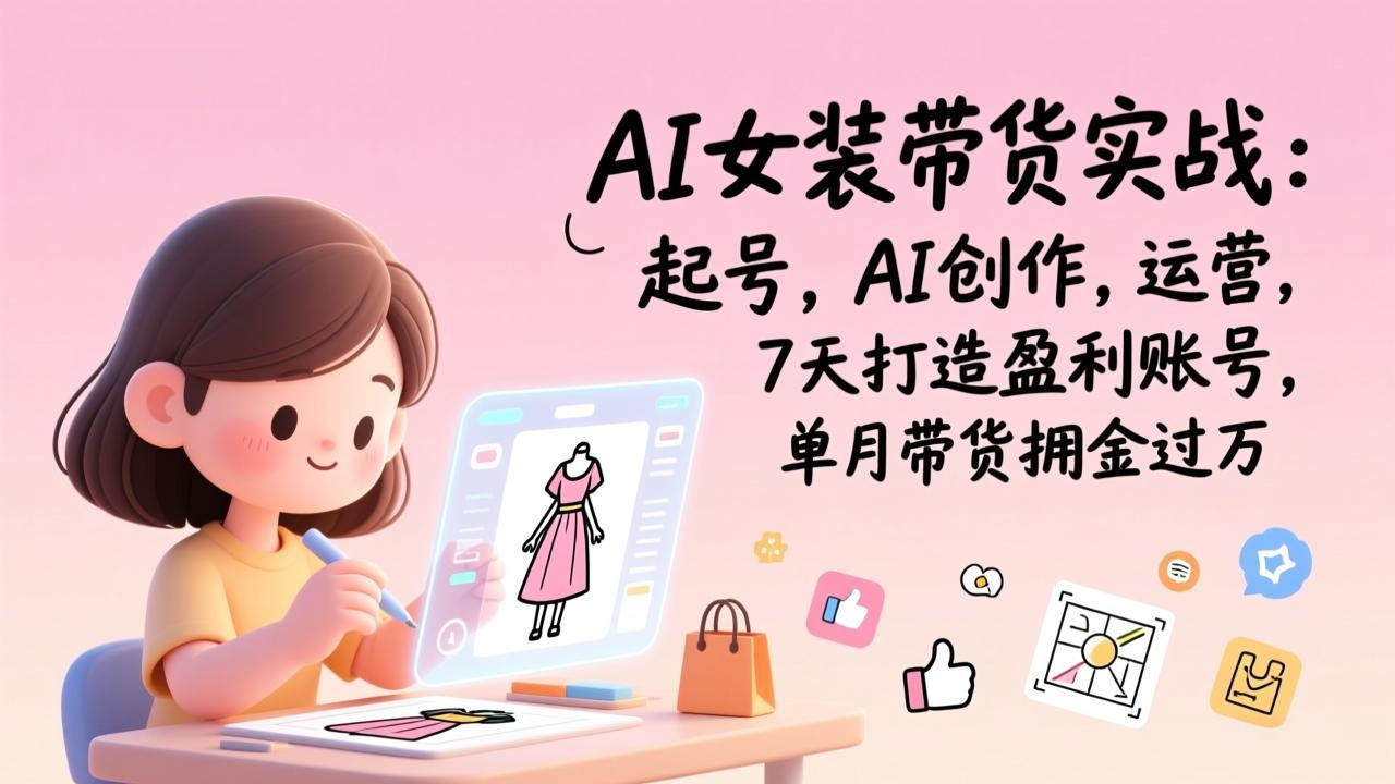 AI女装带货实战：起号，AI创作，运营，7天打造盈利账号，单月带货佣金过万-chywc