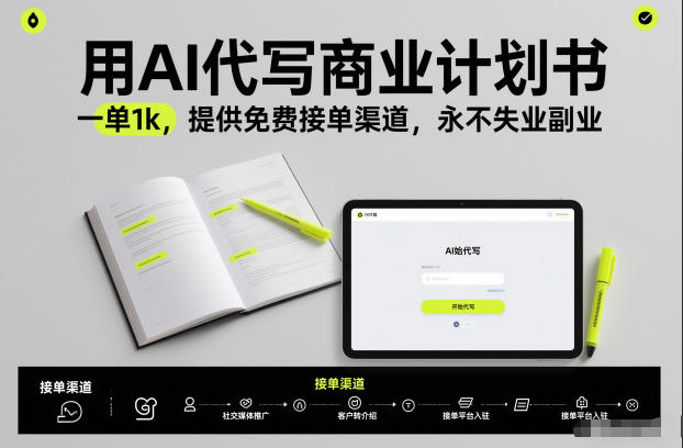 用AI代写商业计划书，一单1k，提供免费接单渠道，永不失业副业-chywc