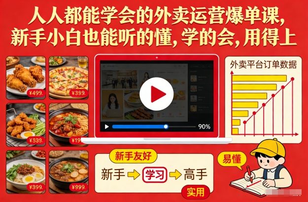 人人都能学会的外卖运营爆单课，新手小白也能听的懂，学的会，用得上-chywc