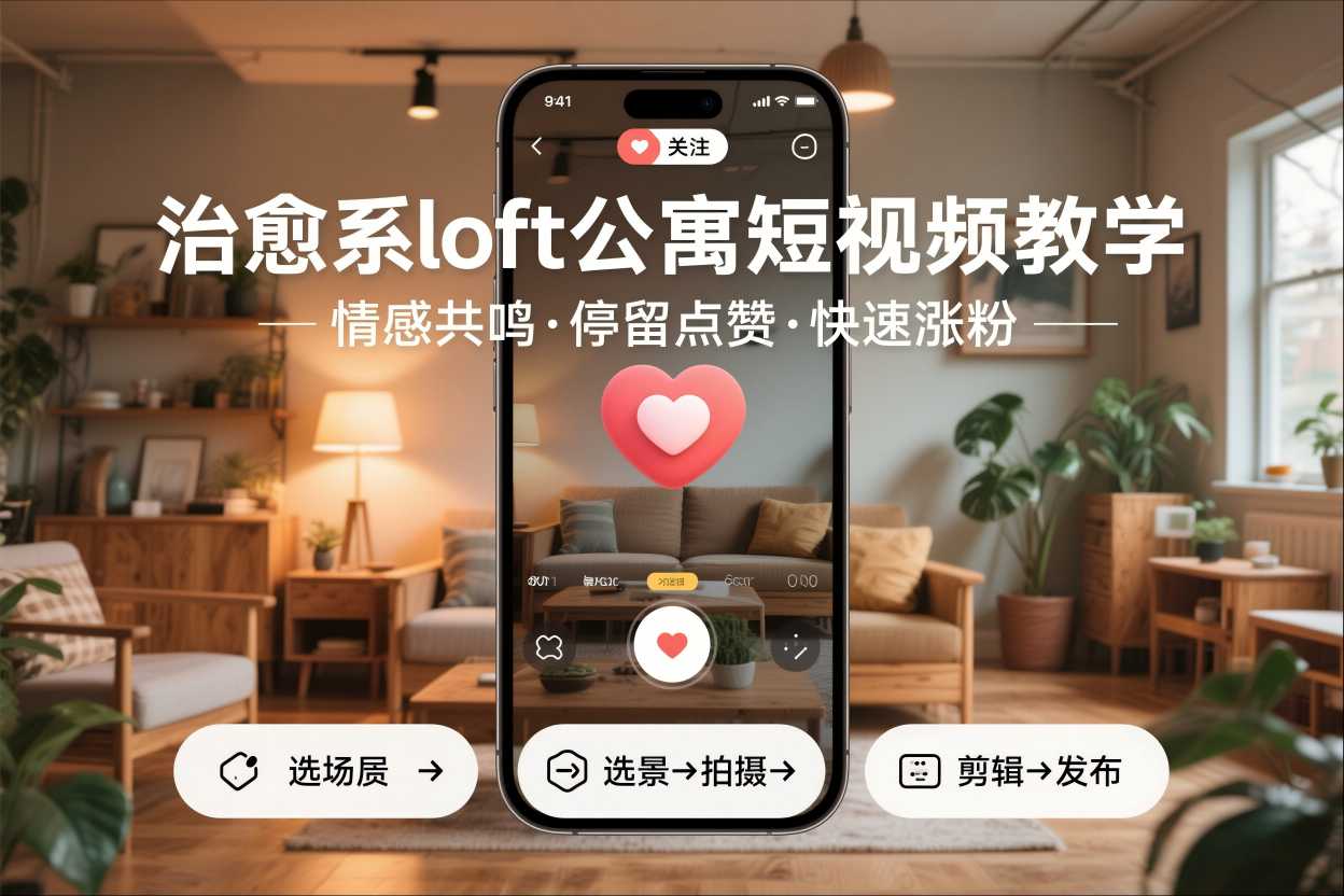 治愈系loft公寓短视频制作教学，情感共鸣引停留点赞关注，快速起号涨粉-chywc