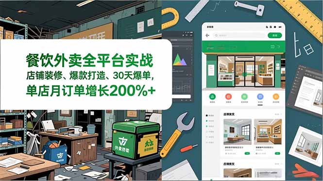 餐饮外卖全平台实战，店铺装修、爆款打造、30天爆单，手把手教学，单店月订单增长200%+-chywc