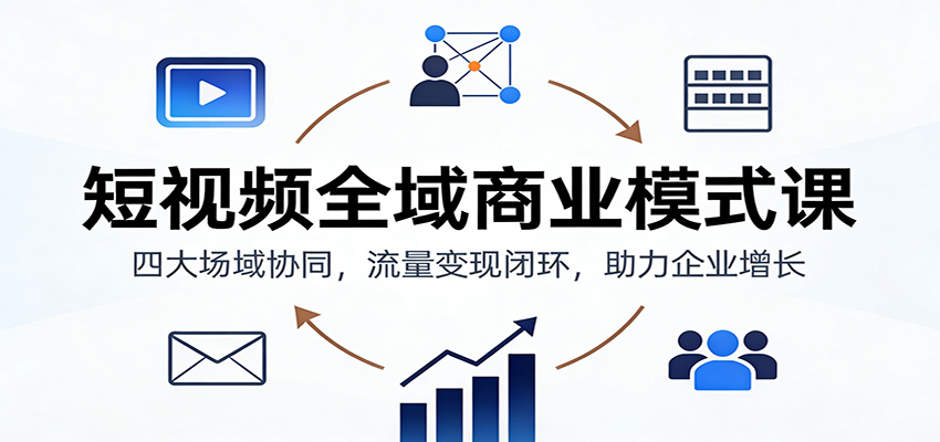 短视频全域商业模式课：四大场域协同，流量变现闭环，助力企业增长-chywc