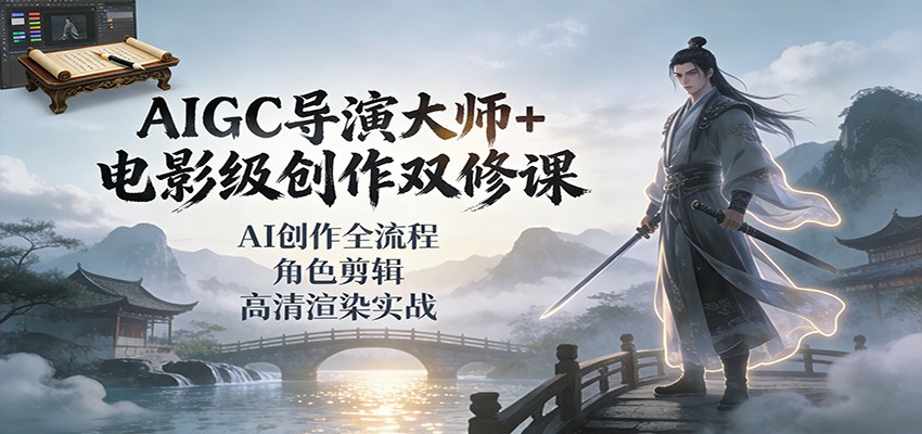 AIGC导演大师+电影级创作双修课：AI创作全流程、角色剪辑、高清渲染实战-chywc