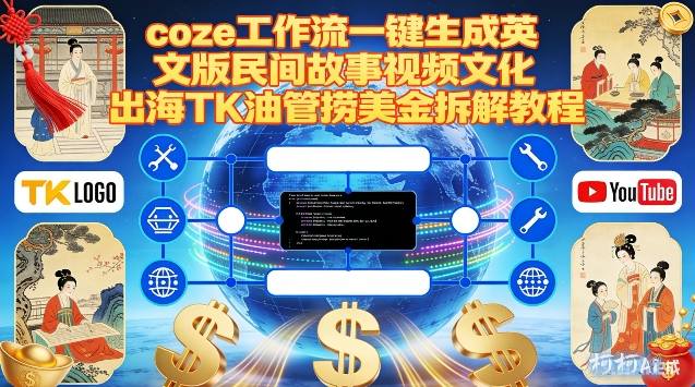 Coze扣子工作流一键生成英文版民间故事视频，文化出海TK油管捞美金拆解教程-chywc