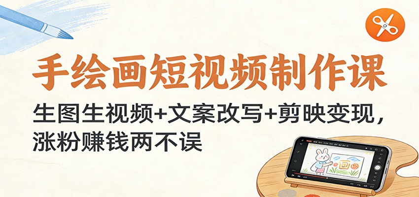 手绘画短视频制作课：生图生视频+文案改写+剪映变现，涨粉赚钱两不误-chywc