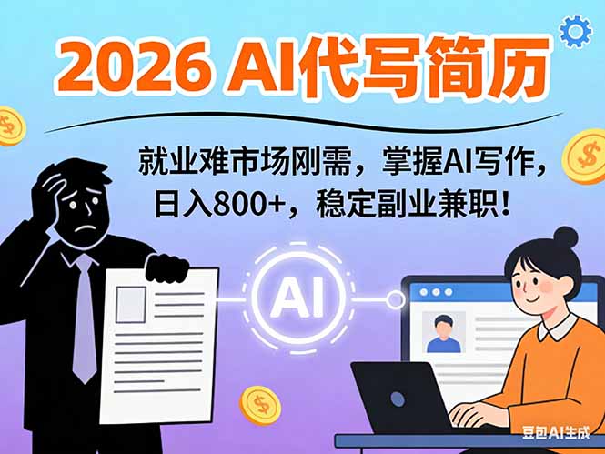 AI代写简历，超暴利，用万能模板月入1-3万实战教程，2026年市场刚需！-chywc